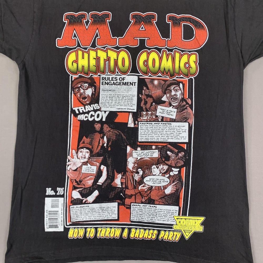 Mad Ghetto Comics Shirt Mens 3XL Black Travis McCoy Graphic‎ Tee Comic Style Y2K - Picture 3 of 16